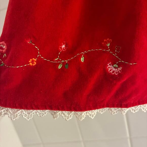 Vintage Baby Togs Embroidered Red Velvet 6/9mo Christmas Dress - Picture 4 of 5